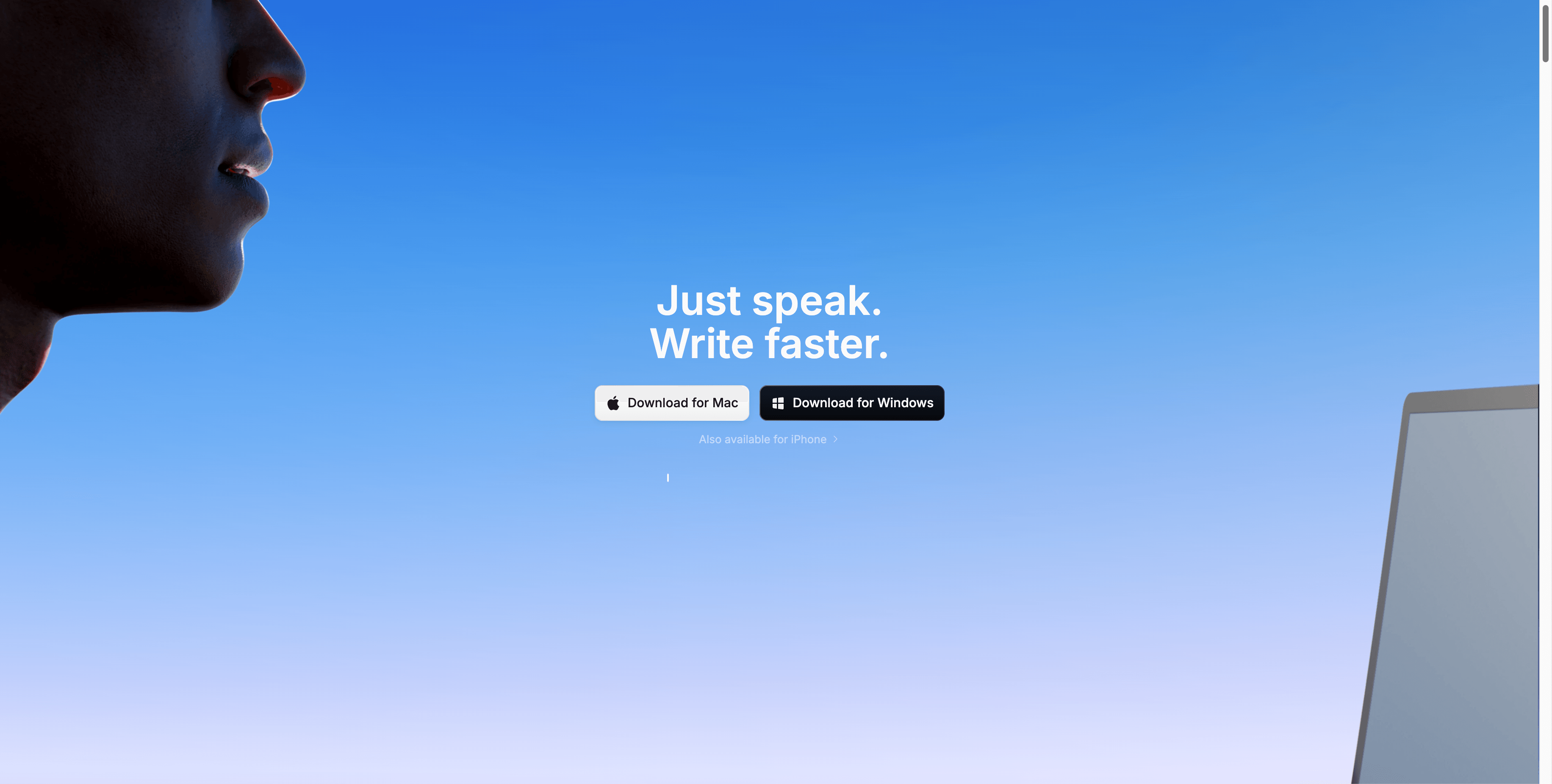 Superwhisper homepage screenshot